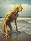 Otherworldly creature on a beach